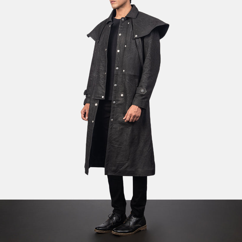 Maverick Czarny Leather Duster Męska