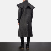 
Maverick Czarny Leather Duster Męska - Widok z boku z ergonomicznym krojem rękawa