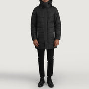
Moore Czarny Hooded Parka Męska - Widok z boku z ergonomicznym krojem rękawa
