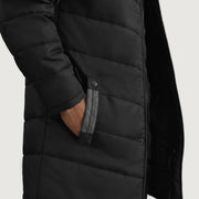 
Szczegółowe zbliżenie of Classic Collar & Zipper With Snap Button Placket Hardware on Moore Czarny Hooded Parka Męska