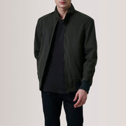 Morrison Olive Canvas Skórzana Kurtka Bomberka Męska For Men in Olive Waxed Cotton Canvas - Front Profile View &amp; Tailored Silhouette | Buy Online