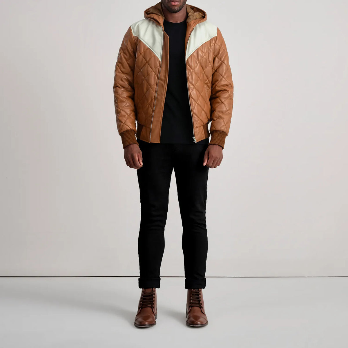
Norman Kurtka Skórzana Jasnobrązowy Puffer Kurtka Skórzana Męska – alternate product view 3