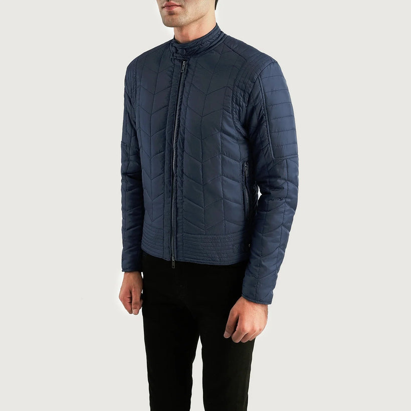 Nyle Pikowana Windbreaker Kurtka Skórzana Męska
