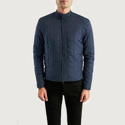 Men's Nyle Pikowana Windbreaker Kurtka Skórzana Męska - Lateral Side Profile View Showing Sleeve Cut &amp; Athletic Taper Fit