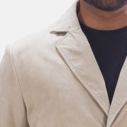 Men's Professor By Day Suede Skórzana Marynarka Męska - Lateral Side Profile View Showing Sleeve Cut &amp; Athletic Taper Fit