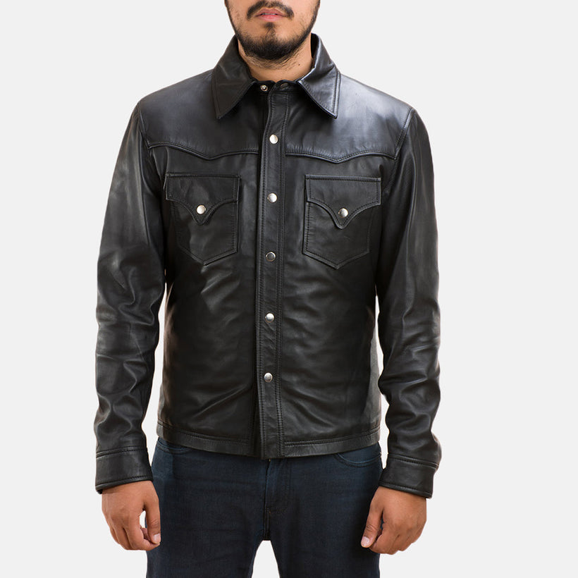 Ranchson Czarna Leather Shirt Męska