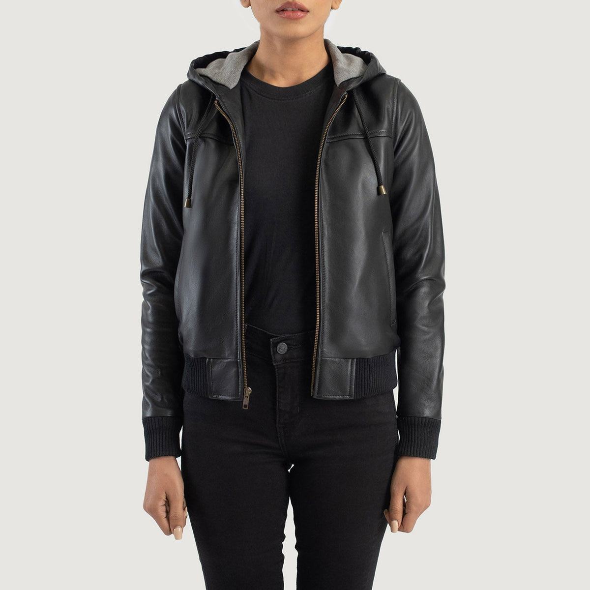 
Rebella Hooded Skórzana Kurtka Bomberka Damska – alternate product view 1