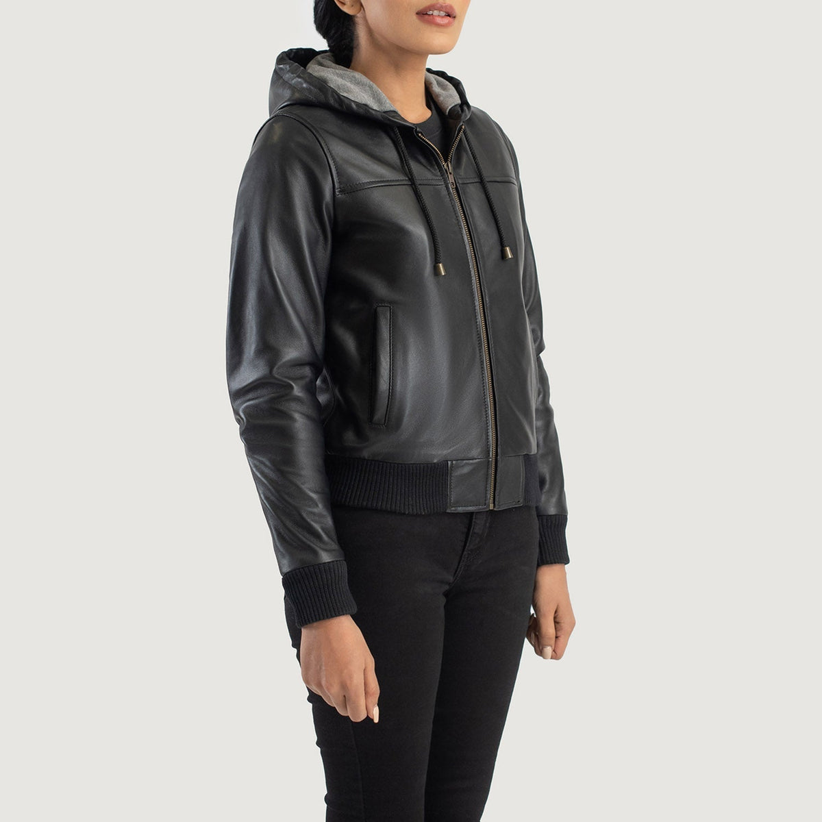 
Rebella Hooded Skórzana Kurtka Bomberka Damska – alternate product view 2