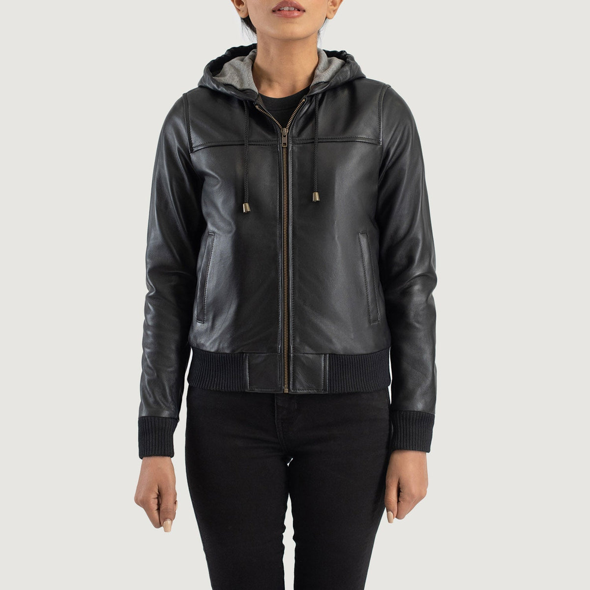 
Rebella Hooded Skórzana Kurtka Bomberka Damska – alternate product view 4