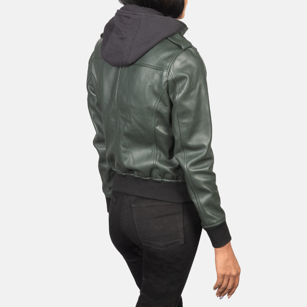 
Roslyn Hooded Skórzana Kurtka Bomberka Damska – alternate product view 5