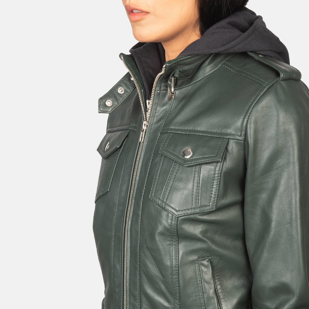 
Roslyn Hooded Skórzana Kurtka Bomberka Damska – alternate product view 6