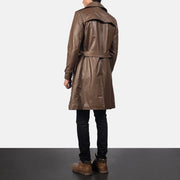 
Royson Brązowy Leather Duster Skórzany Płaszcz Męska - Widok z boku z ergonomicznym krojem rękawa
