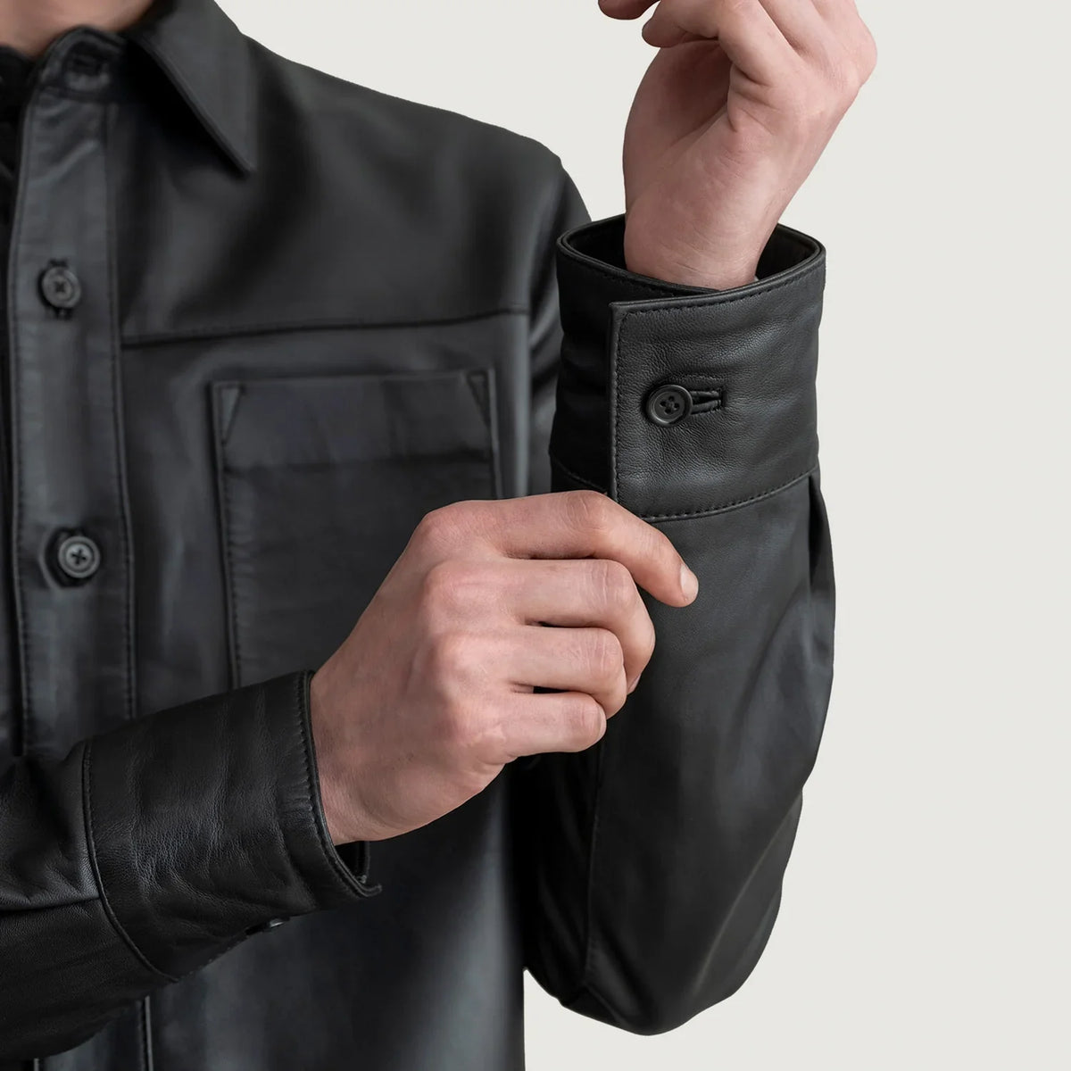 Authentic Sheepskin Leather with Semi-Aniline Finish Grain Texture &amp; Heavy-Duty Seam Stitching Detail