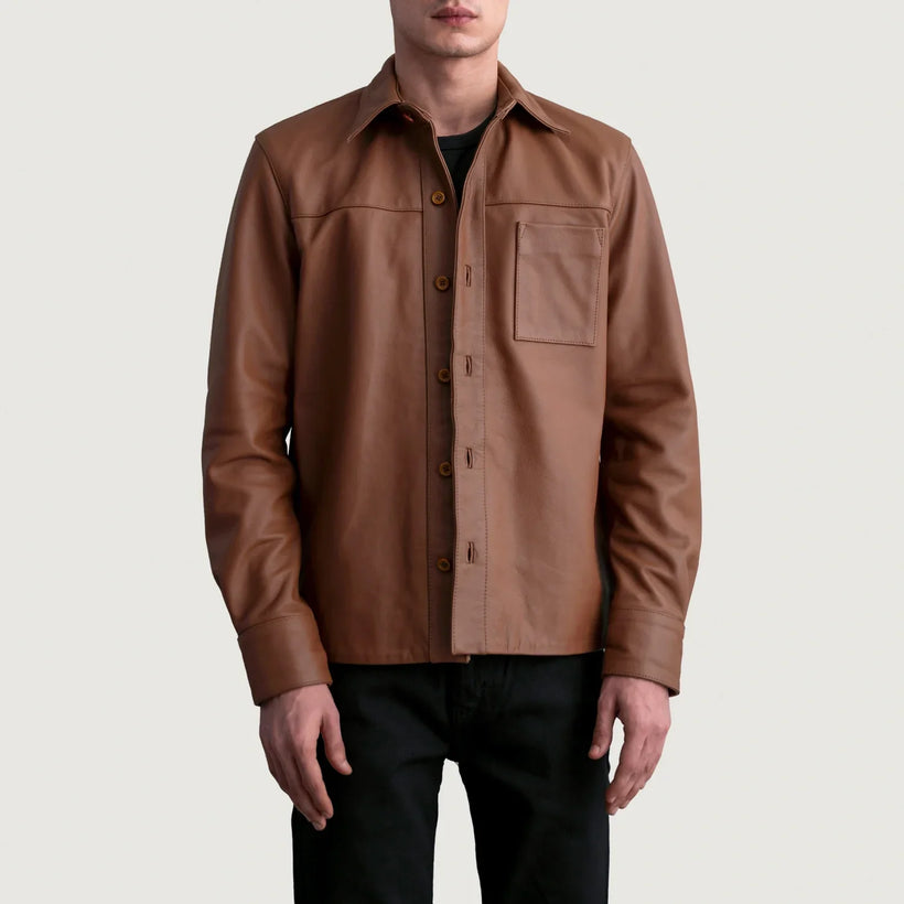 Scout Matte Brązowy Leather Shirt Męska