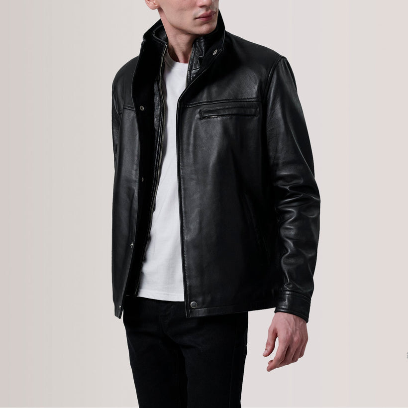 Sean Czarna Leather Classic Kurtka Skórzana Męska