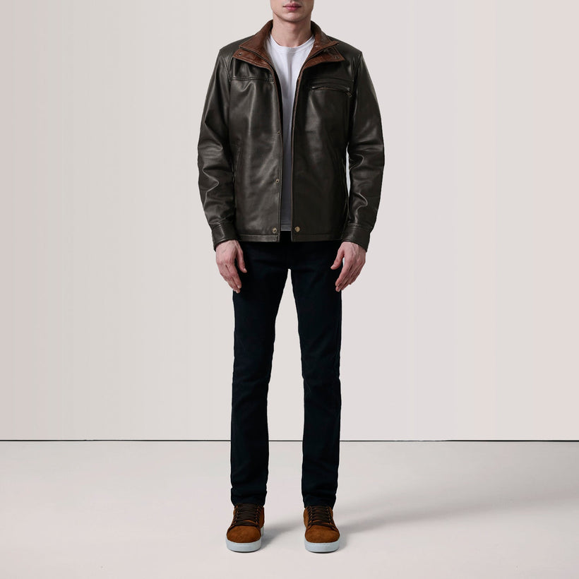 Sean Brązowa Leather Classic Kurtka Skórzana Męska