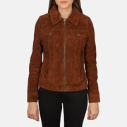 
Brown Goatskin suede Jacket - Widok z tyłu z dopasowanymi ramionami i czystym dołem