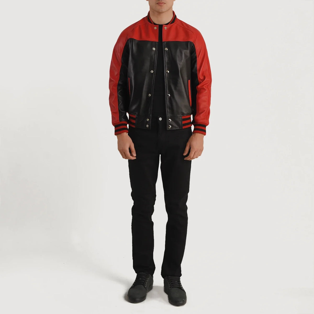Terrance Czarna Varsity Kurtka Skórzana Męska – alternate product view 5