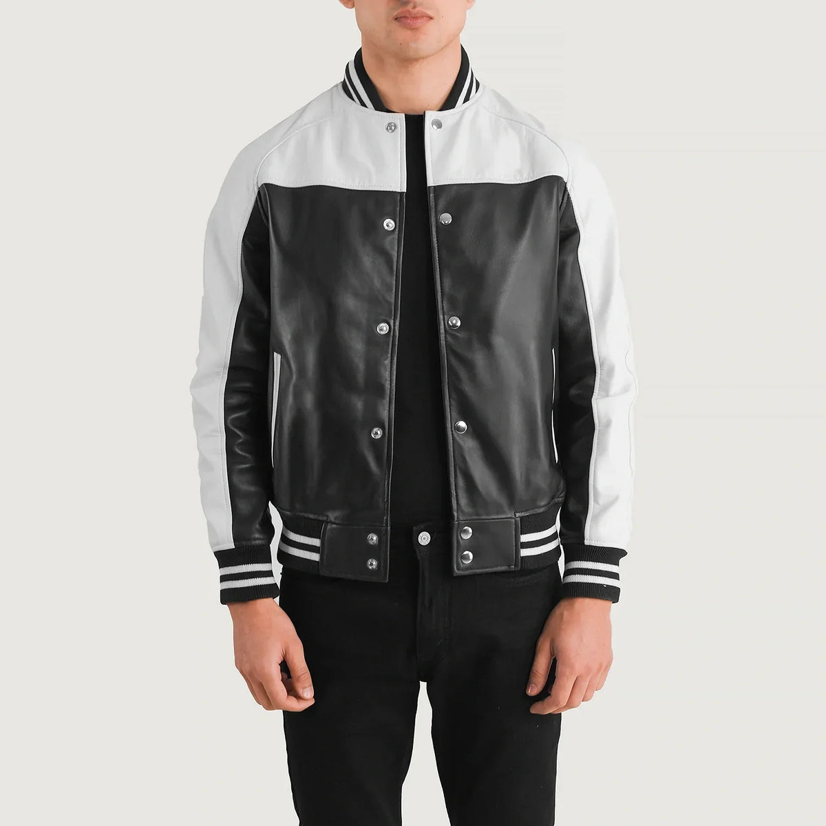Terrance Czarna Varsity Kurtka Skórzana Męska – alternate product view 1