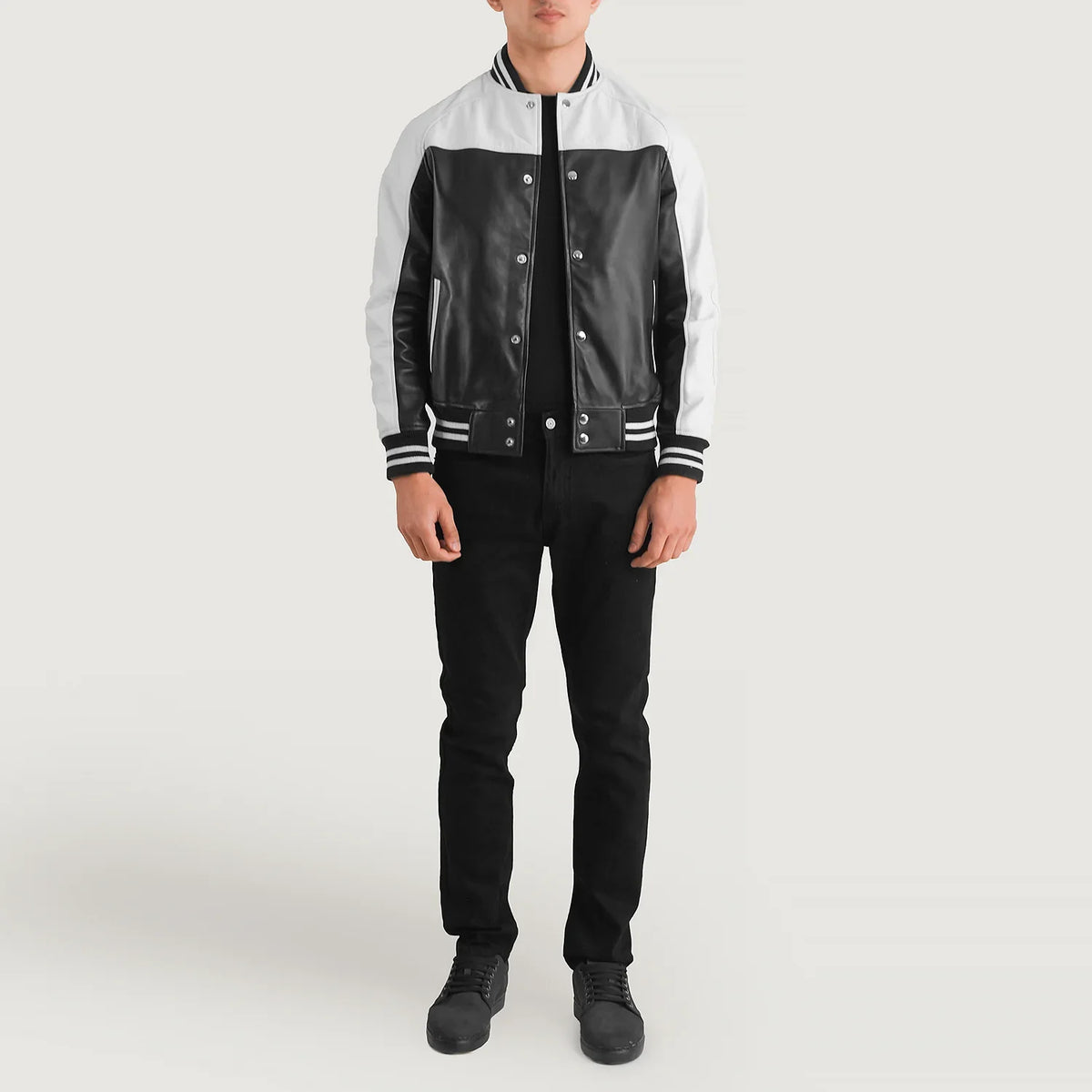 Terrance Czarna Varsity Kurtka Skórzana Męska – alternate product view 3
