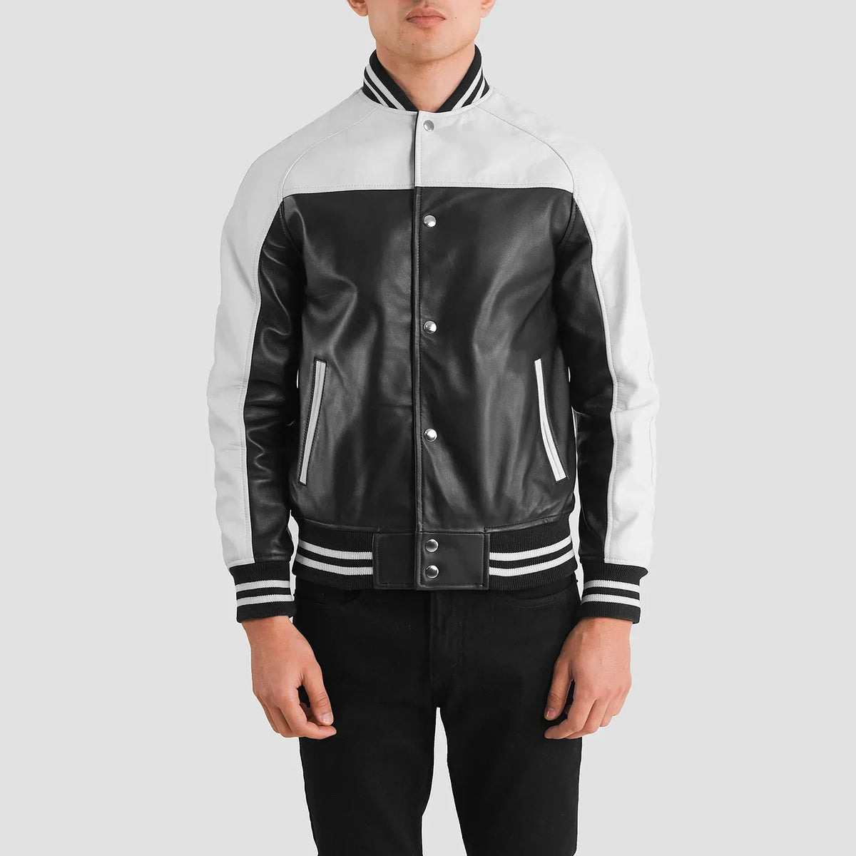 Terrance Czarna Varsity Kurtka Skórzana Męska – alternate product view 4