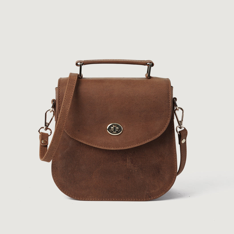 The Sandra Vintage Jasnobrązowy Leather Saddle Bag