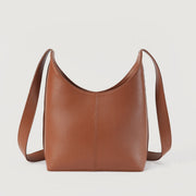 
Szczegółowe zbliżenie of Classic Collar & Heavy-Duty Zipper Hardware on The Stefani Brown Leather Hobo Bag For Women
