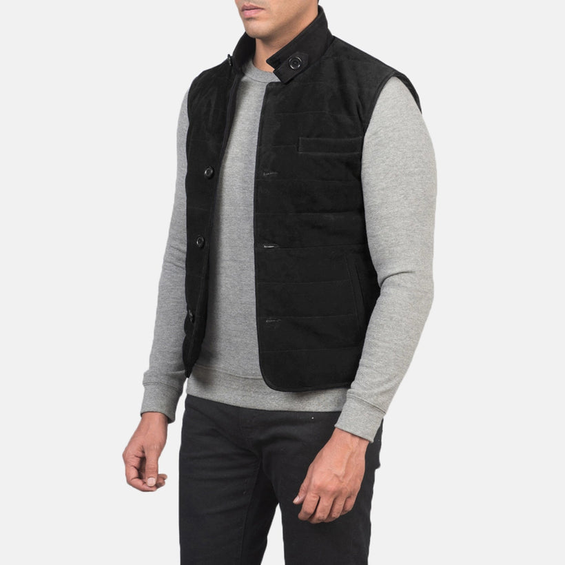 Tony Czarny Suede Vest Męska