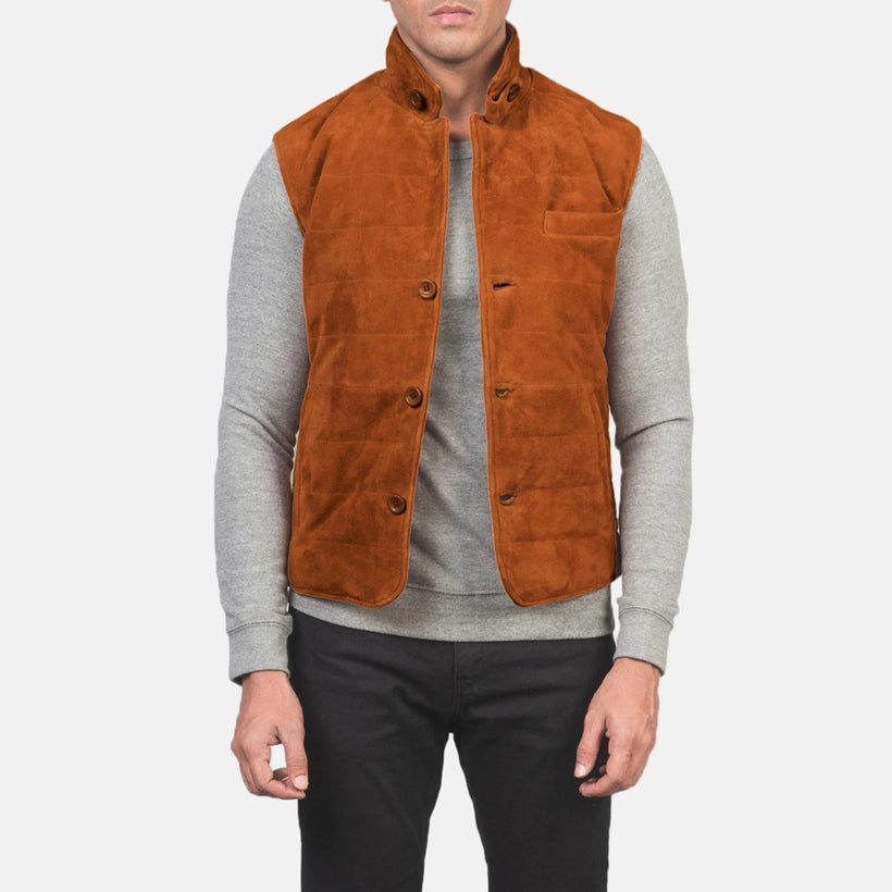 Tony Brązowy Suede Vest Męska