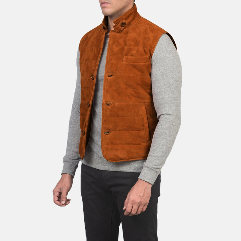 Tony Brązowy Suede Vest Męska