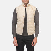 
Tony Off-White Suede Vest Męska Męska in Off-White Goatskin Suede - Widok z przodu i dopasowana sylwetka | Kup online w oficjalnym sklepie