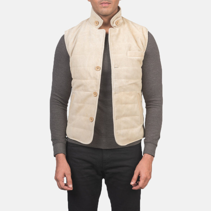 Tony Off-White Suede Vest Męska