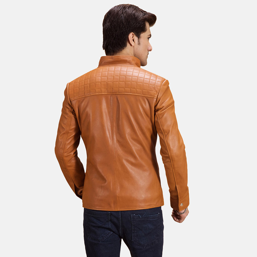 
Szczegółowe zbliżenie of Notch & Zipper Hardware on Voltex Jasnobrązowy Skórzana Ramoneska Męska